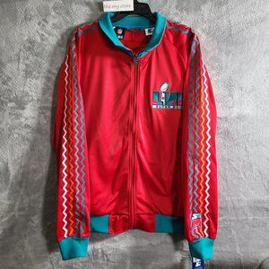 Starter Red Michael Strahan NFL Super Bowl LVII Embroidered Track Jacket Sz XL